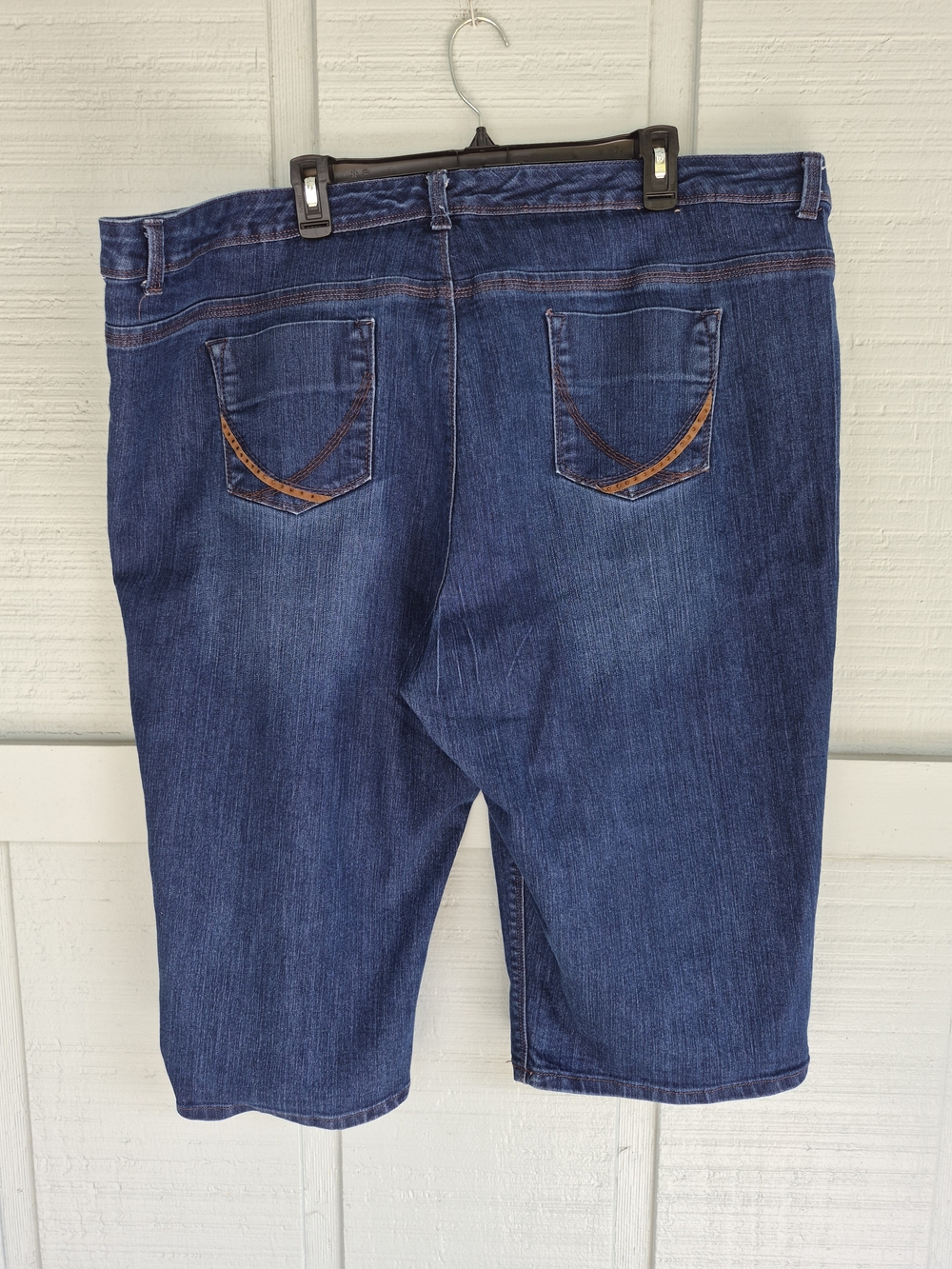 24W Dark Blue Women's Denim Bermuda Jean Shorts Gloria Vanderbuilt Classic - Picture 3 of 5